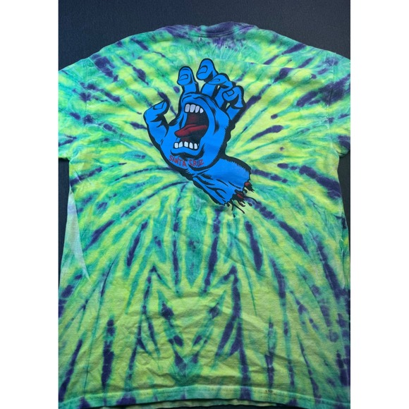 Santa Cruz Tie Dye Screaming Hand Graphic T-Shirt Green Purple Men's Medium‎ - Picture 7 of 8